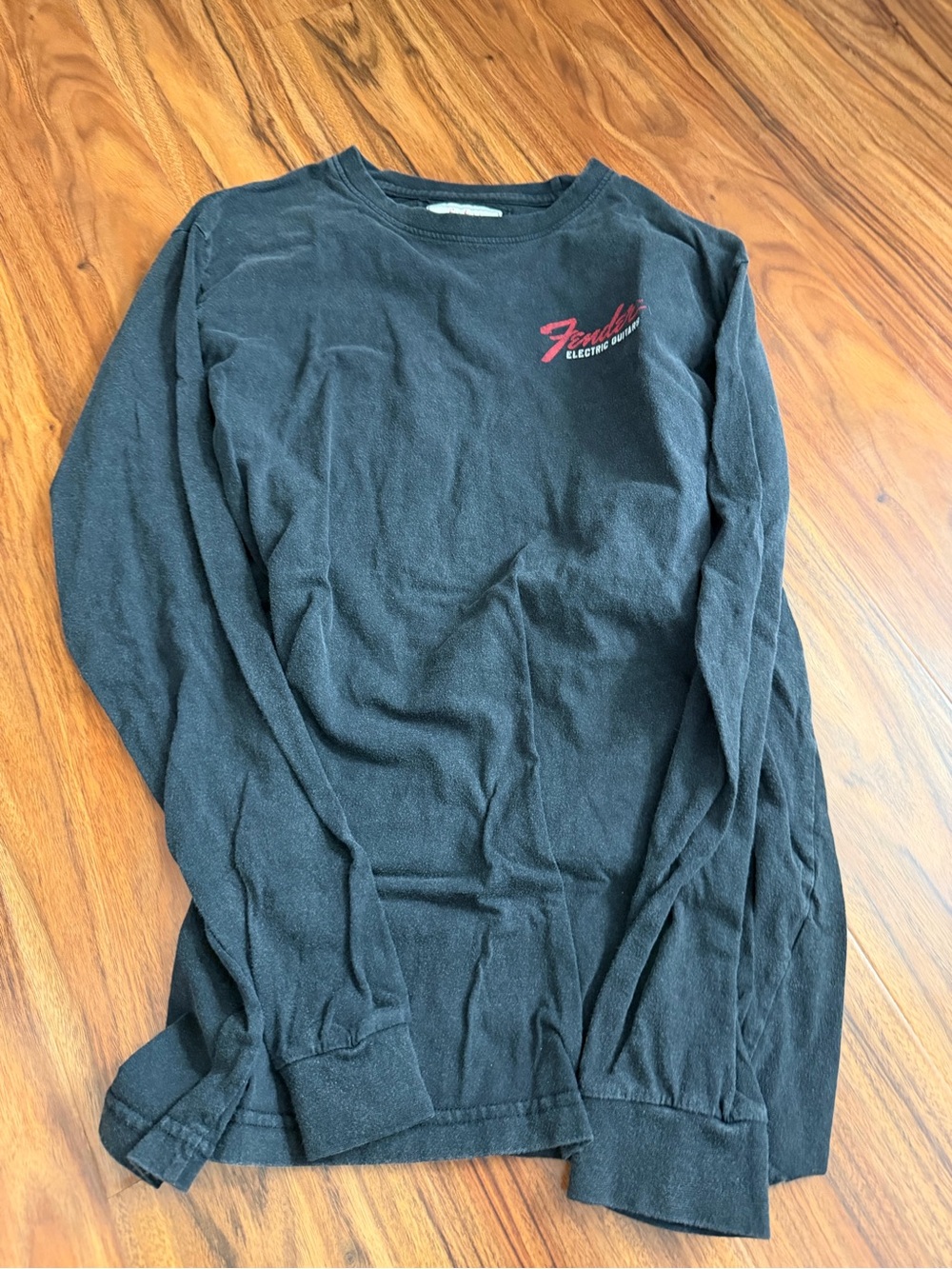 Fender Black Long Sleeve Tee with Red Logo